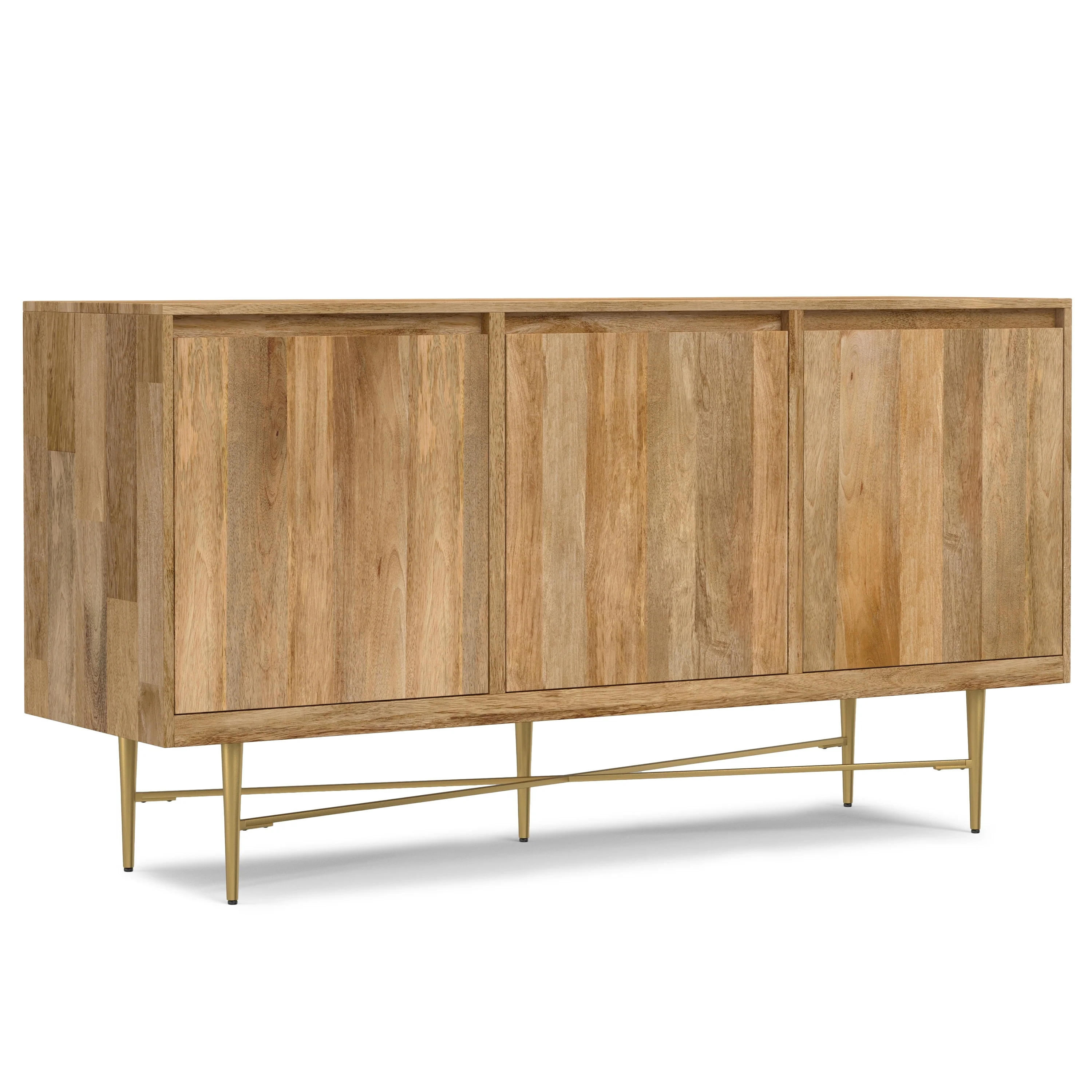 Simpli Home Fallon SOLID MANGO WOOD & Iron 60x18 Rectangle Contemporary Sideboard Buffet in Natural - 60 inch Wide