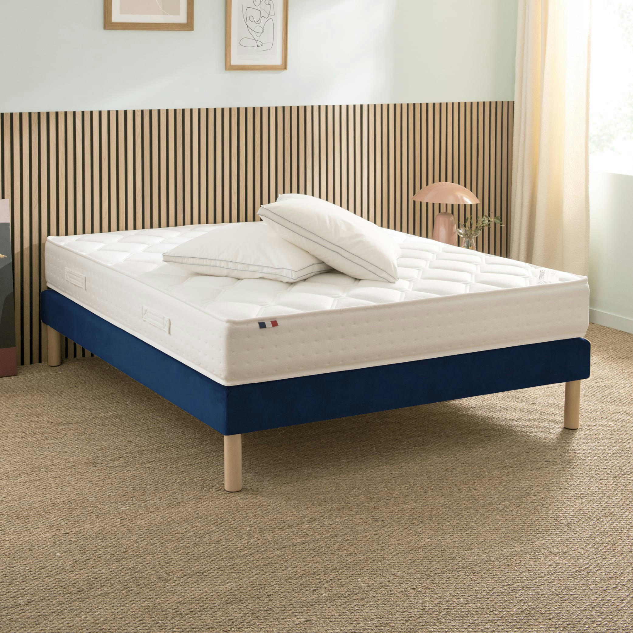 LUXE VELOURS - Sommier velours bleu marine 140x190 cm