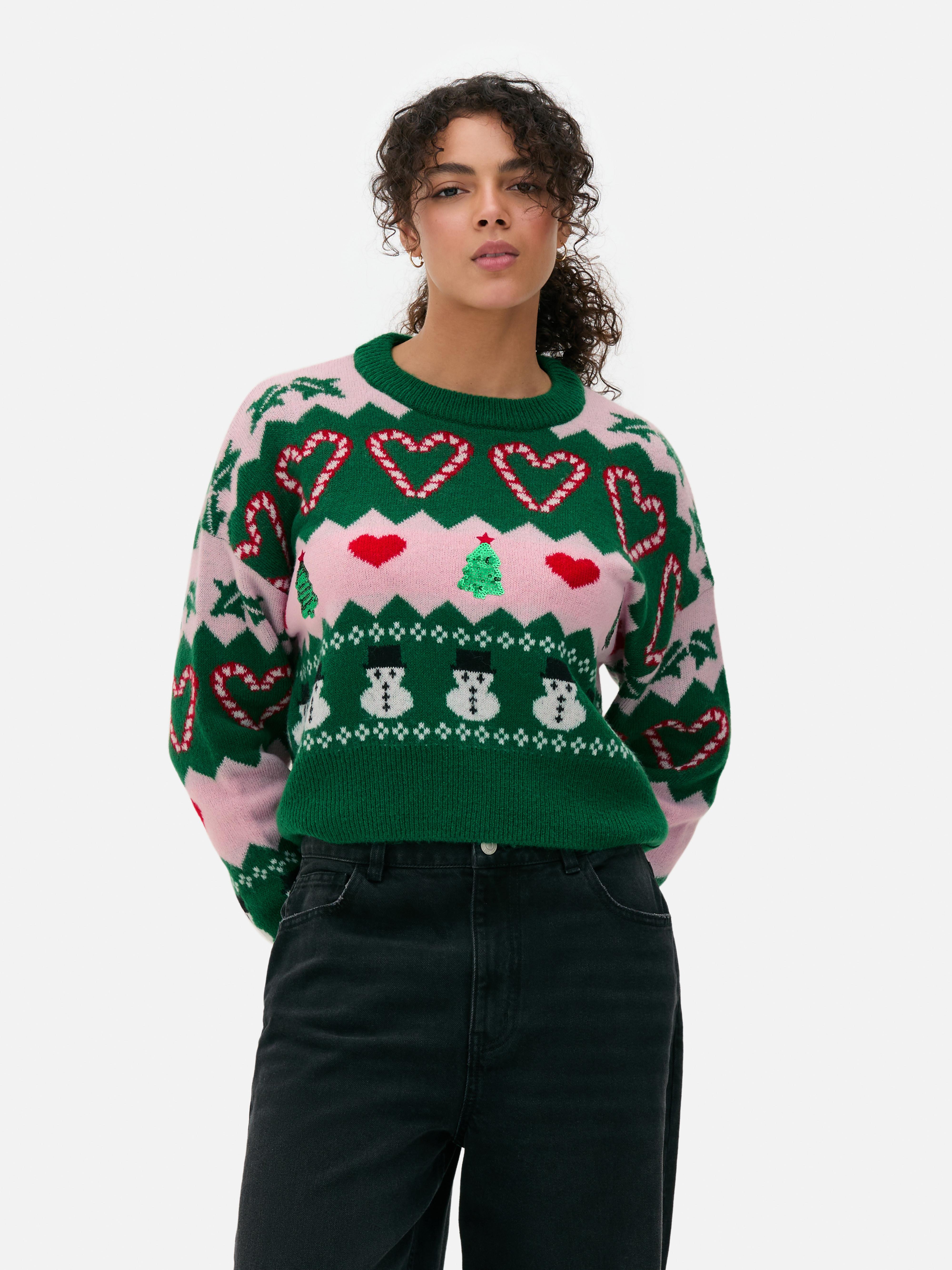Christmas Green Snowman Sweater