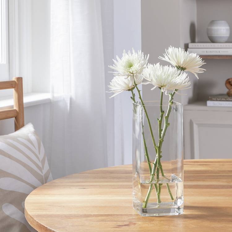 Habitat Medium Round Edge Square Glass Vase - Clear