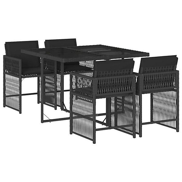 Ensemble jardin vidaXL 5pcs noir résine tressée verre trempé