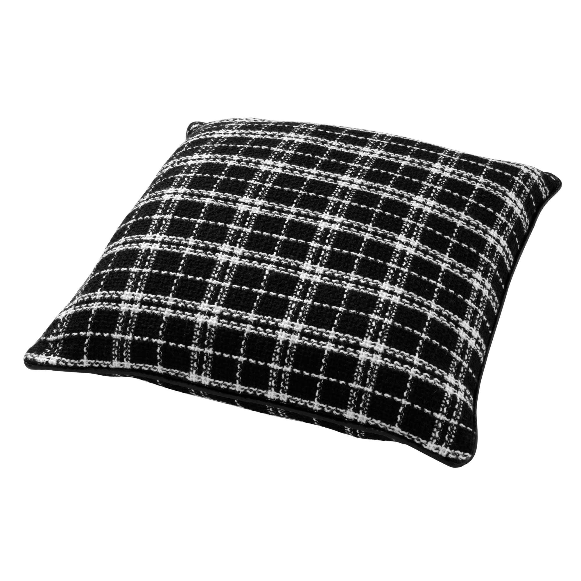 TARA - Coussin - noir en coton 45x45 cm avec un motif à carreaux