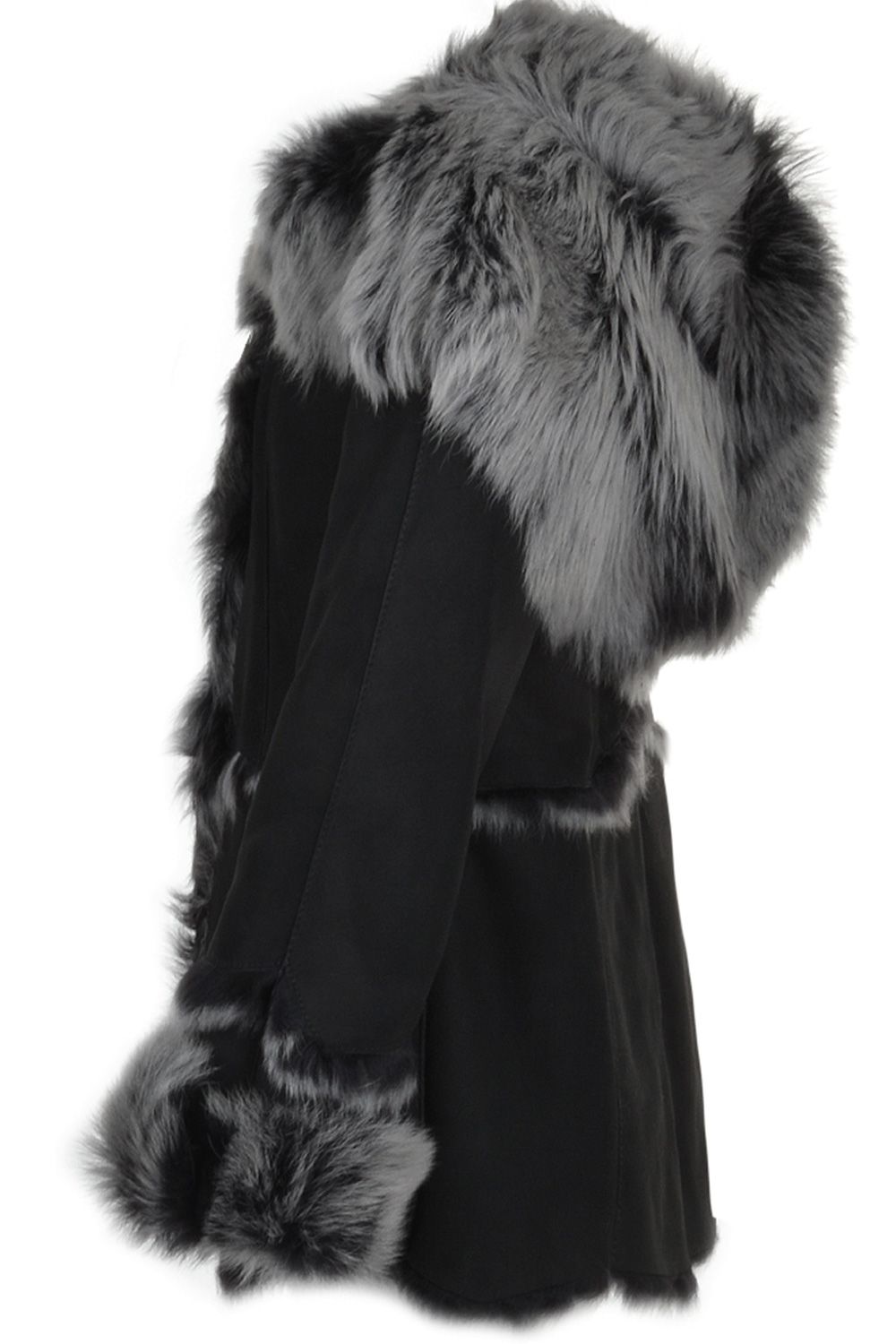 Ashwood Leather Muna' Toscana Long Haired Shearling Jacket With Large Hood