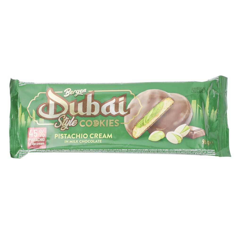 Cookie Dubai Style crème pistache enrobage chocolat au lait 96gr
