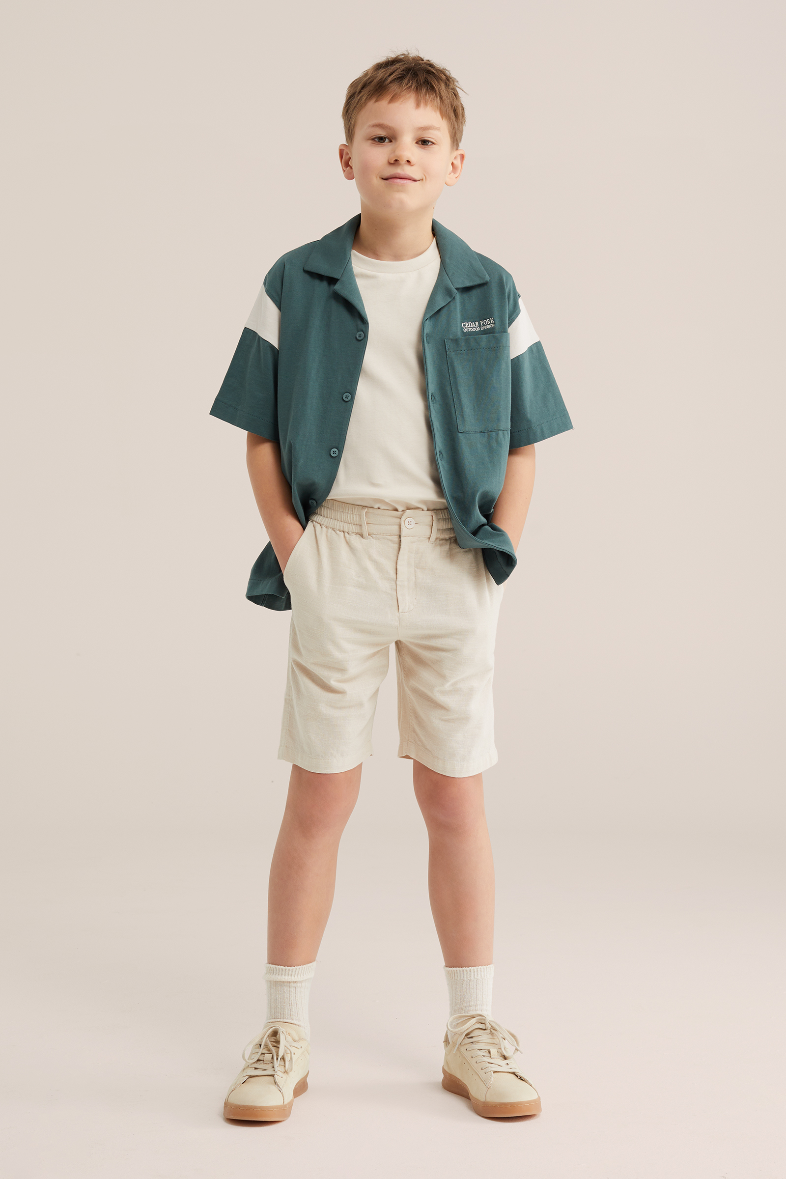 Jongens regular fit short met elastische tailleband