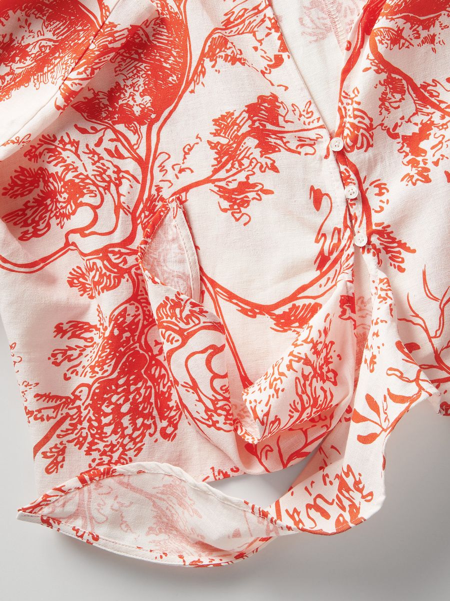 Cropped Kimono Shirt With Tie Detail