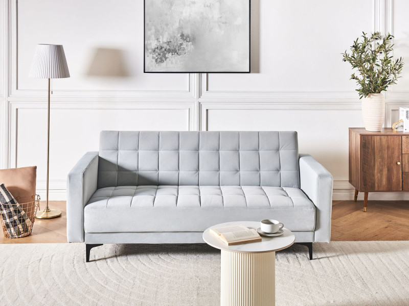 Sofa z funkcją spania kanapa jasnoszara