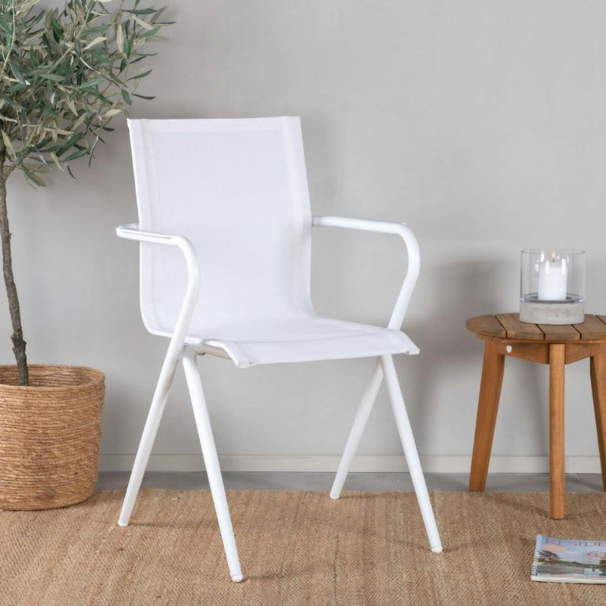 TACNA - Lot de 2 chaises de jardin design avec accoudoirs blanc