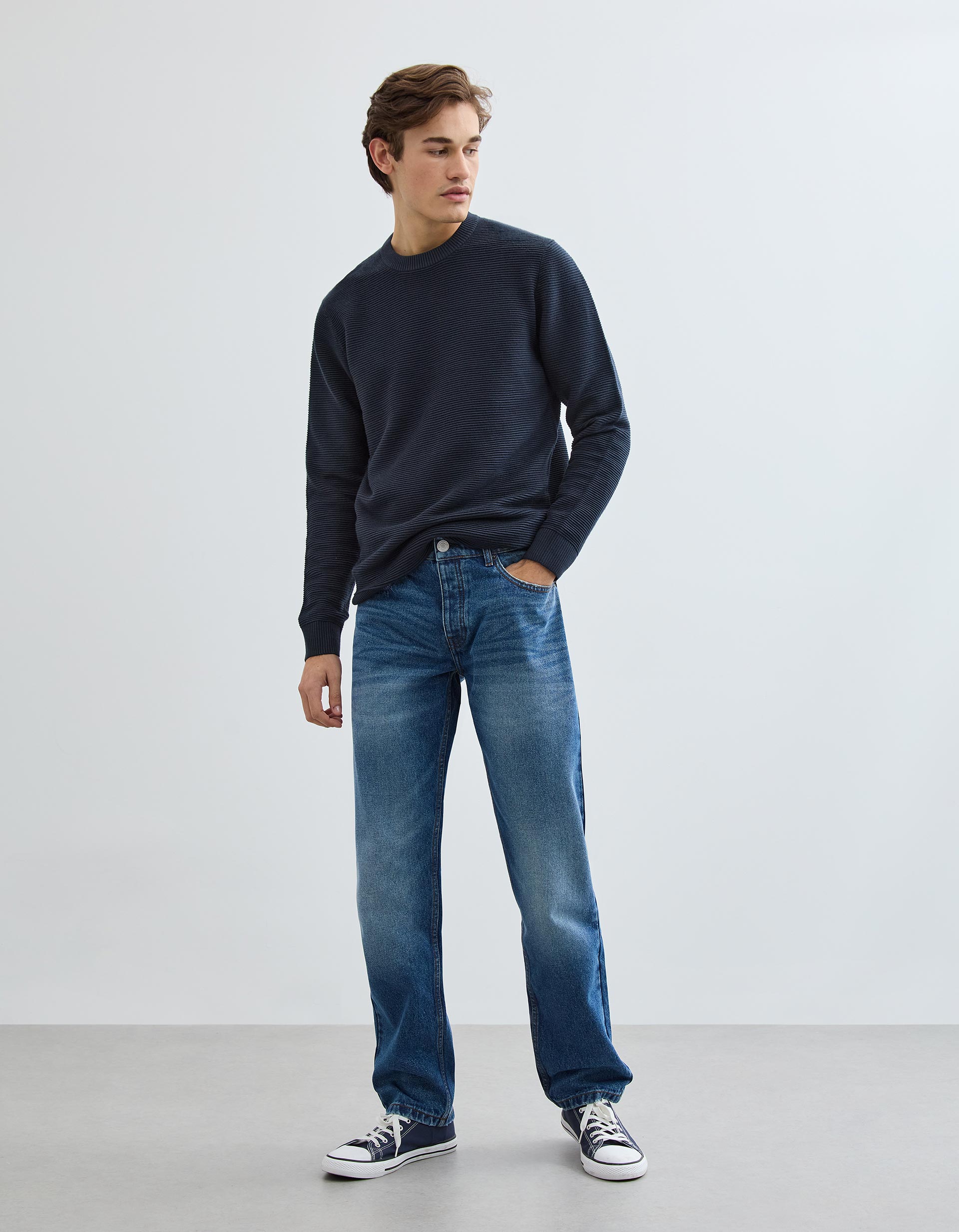 Calças de Ganga 'Straight Fit', Homem, Azul Escuro
