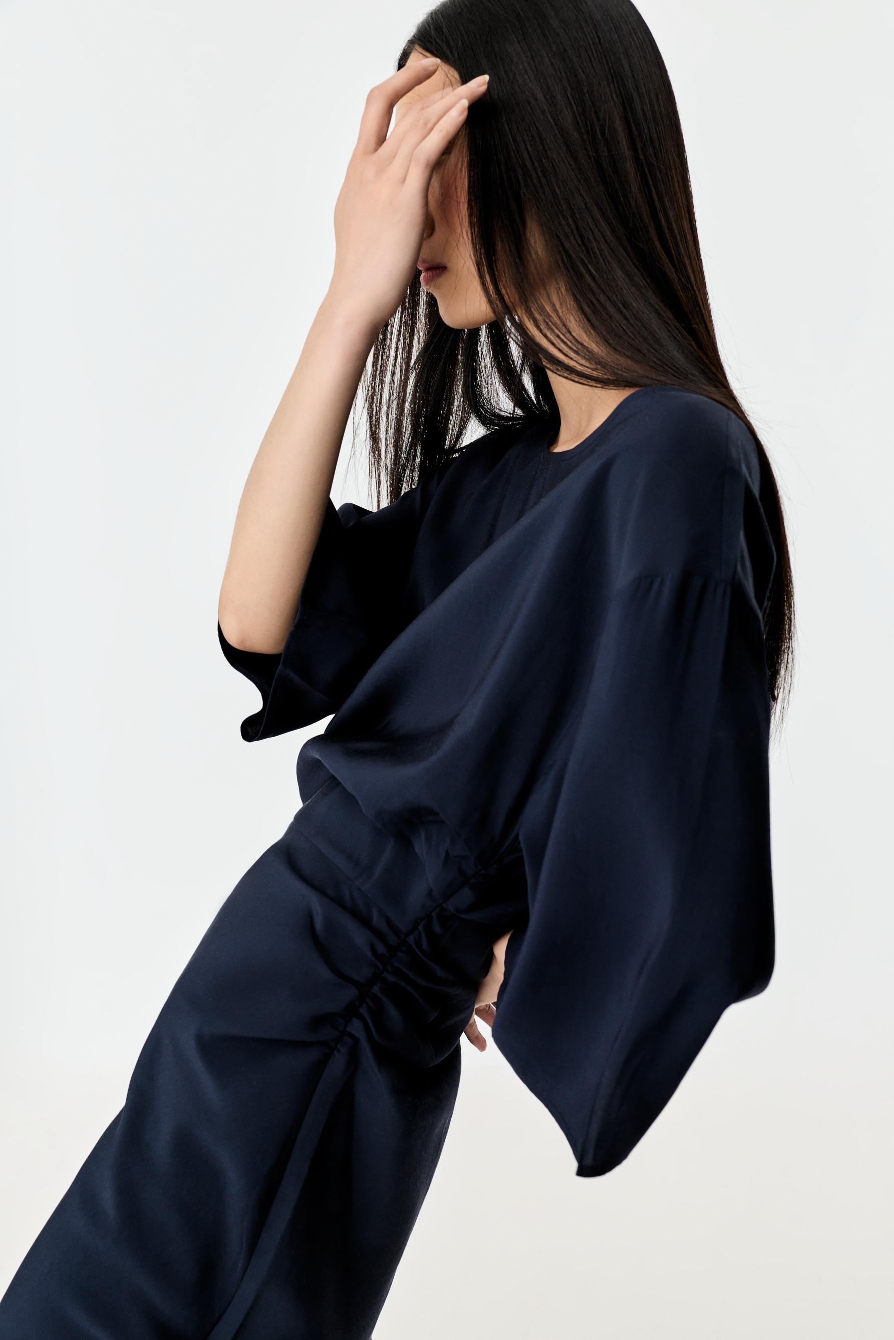 Vestido midi frunces