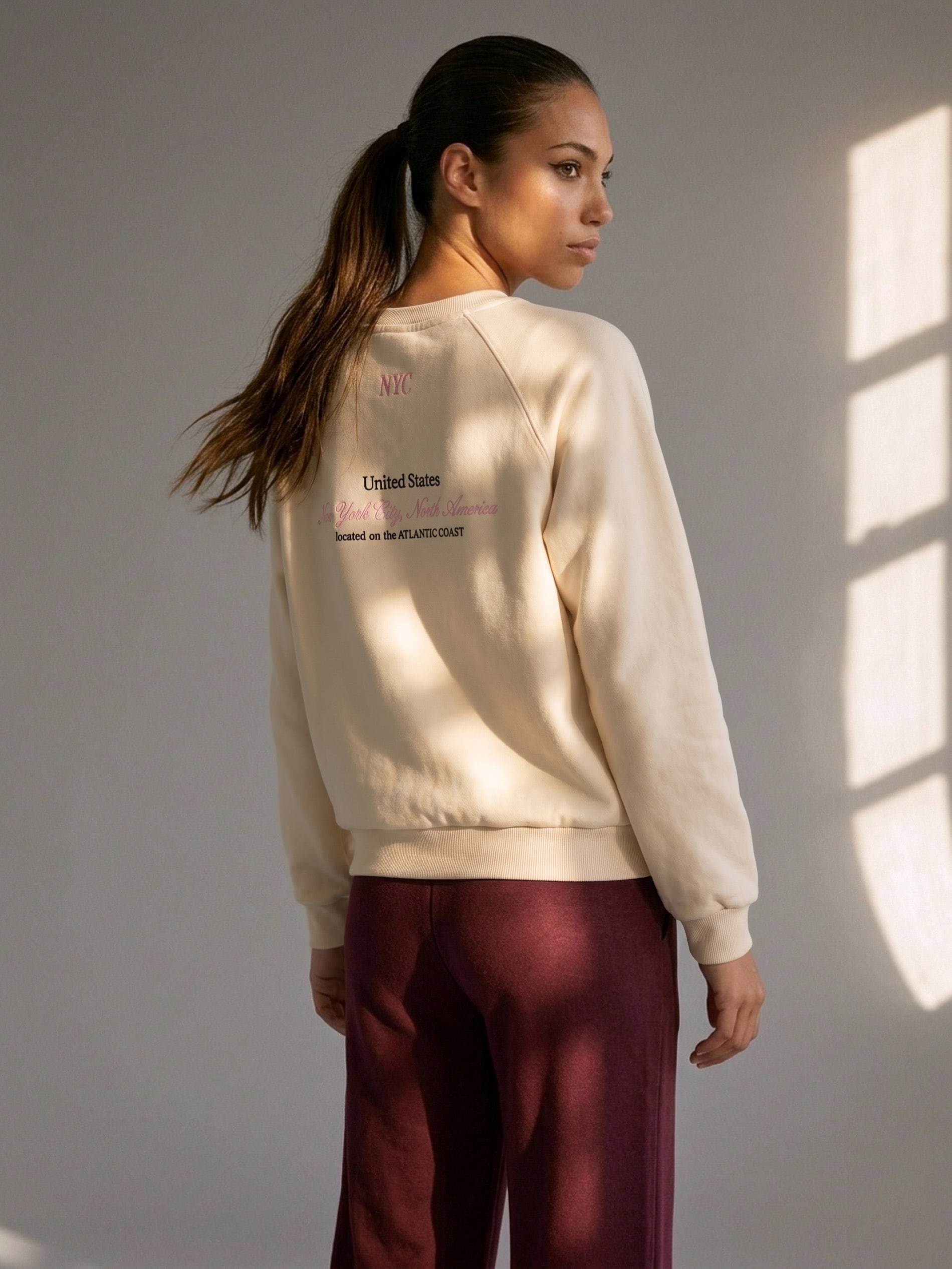 Bluza crewneck z haftowanym napisem NYC