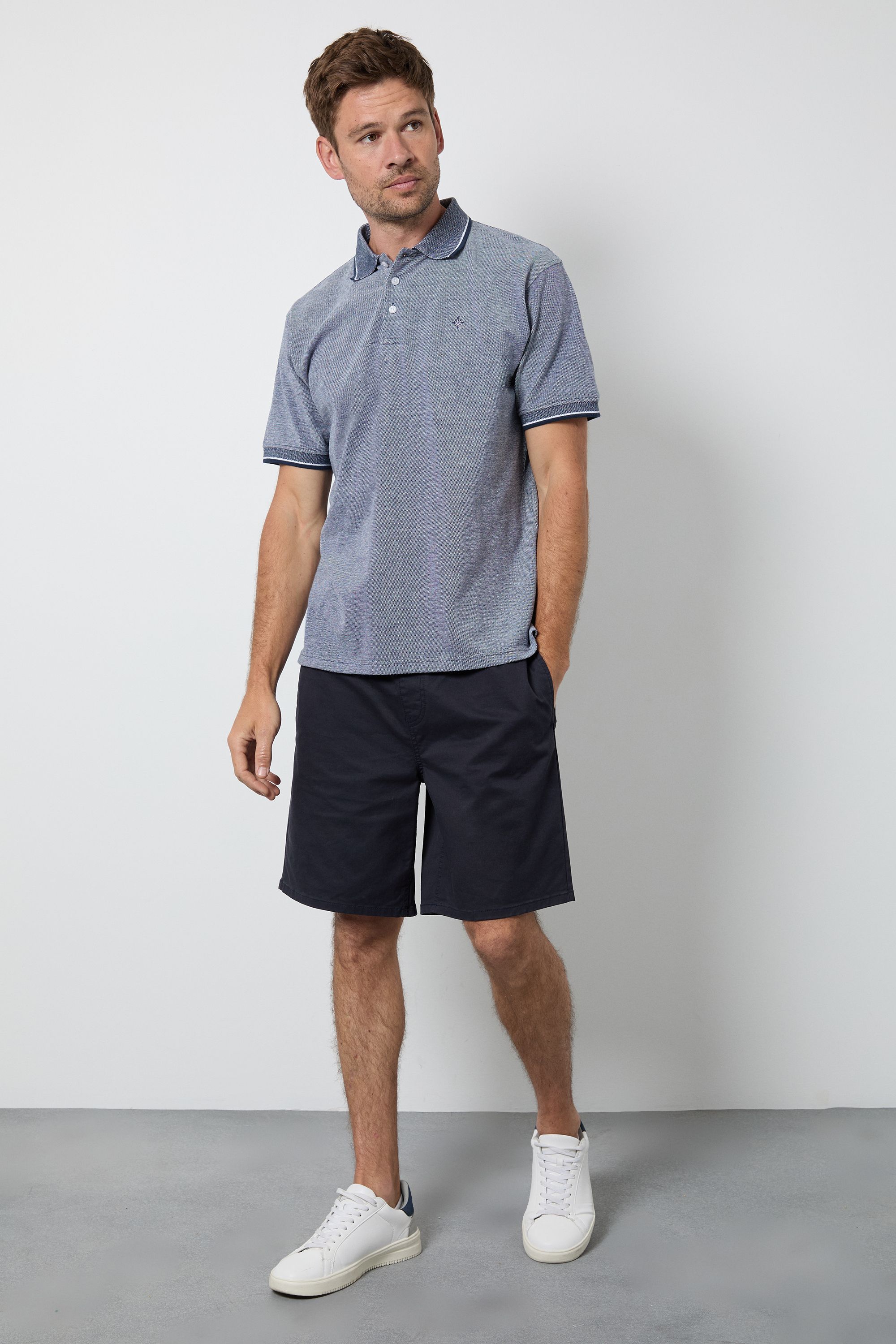 Maine Navy Birdseye Tipped Polo Shirt