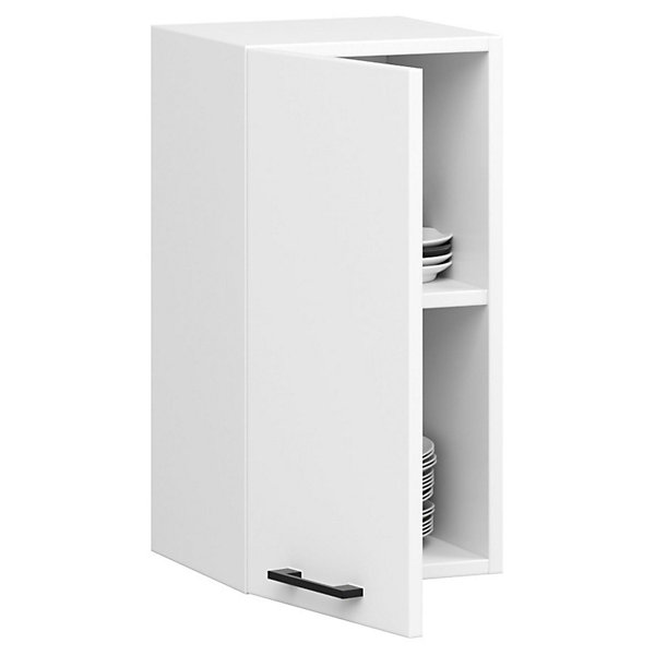 Meuble de cuisine haut AKORD W30 OLIWIA modulable Blanc 30 cm 1 porte façade Blanche 2 étagères 30x30x58 cm