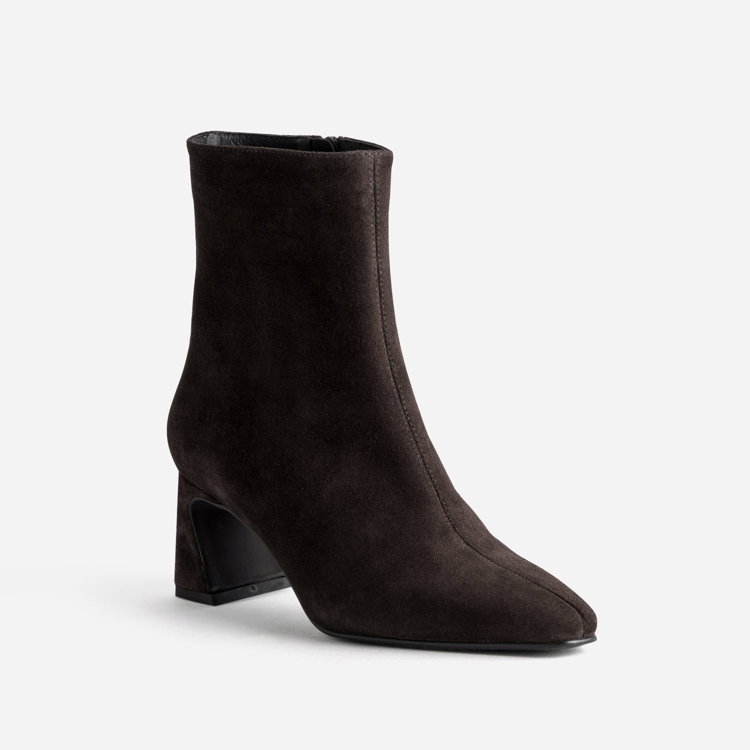 Boots talon en cuir velours chocolat
