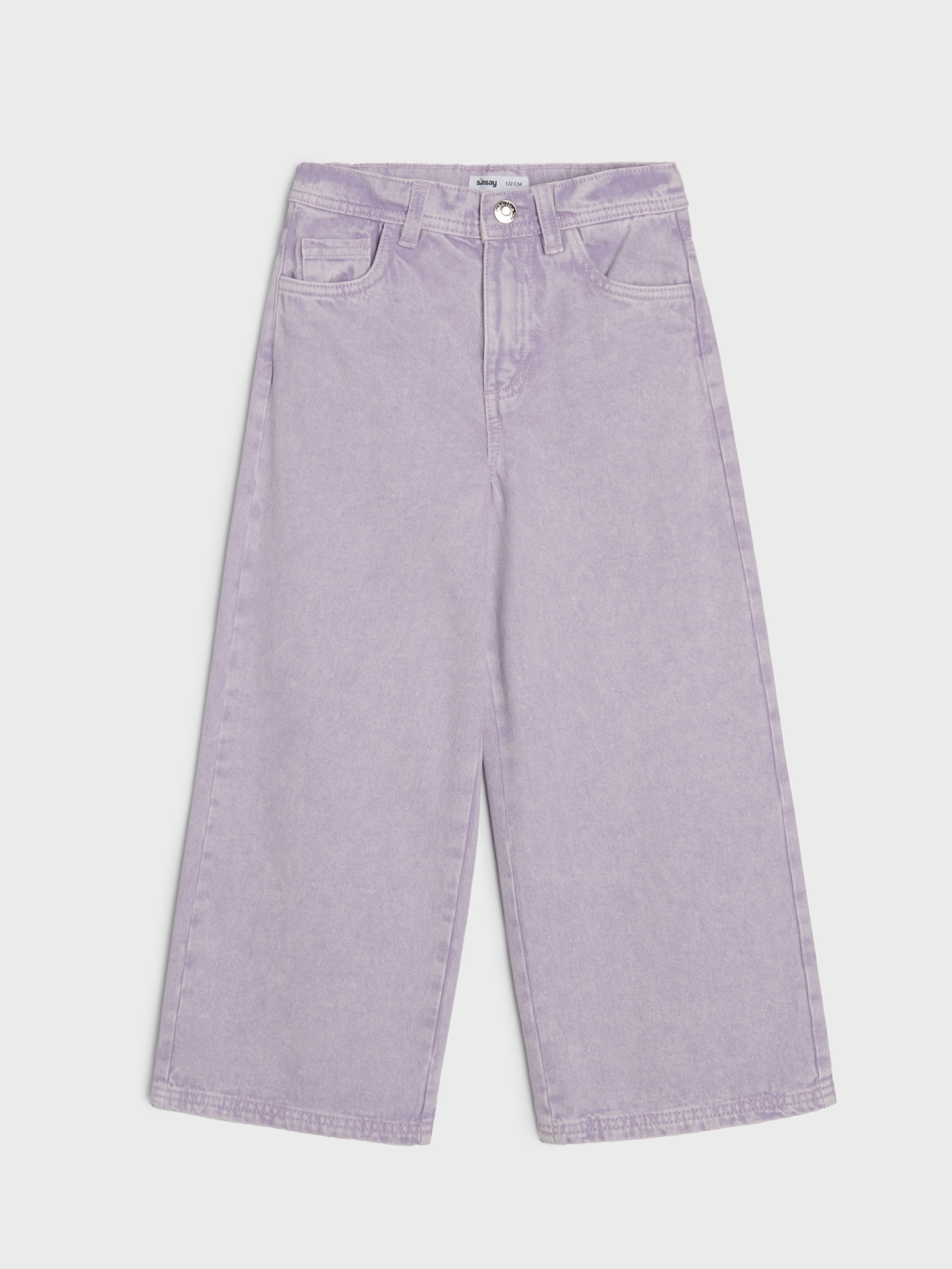 Jeansy wide leg z efektem sprania