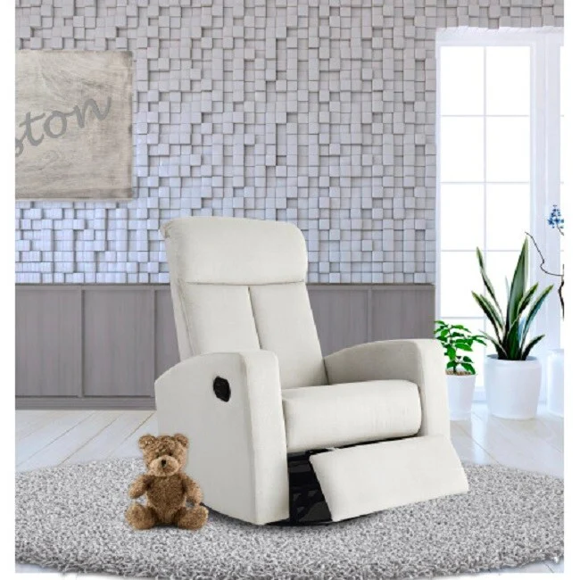 Swivel Glider Recliner In Soft Gray Fabric