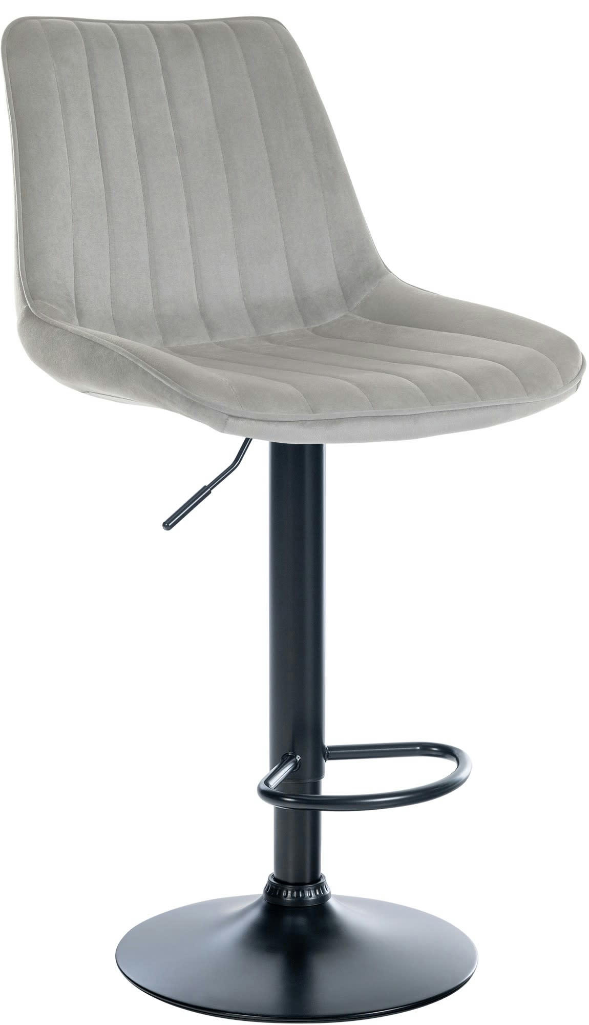 TONI - Tabouret de bar velours ajustable pivotant velours Gris