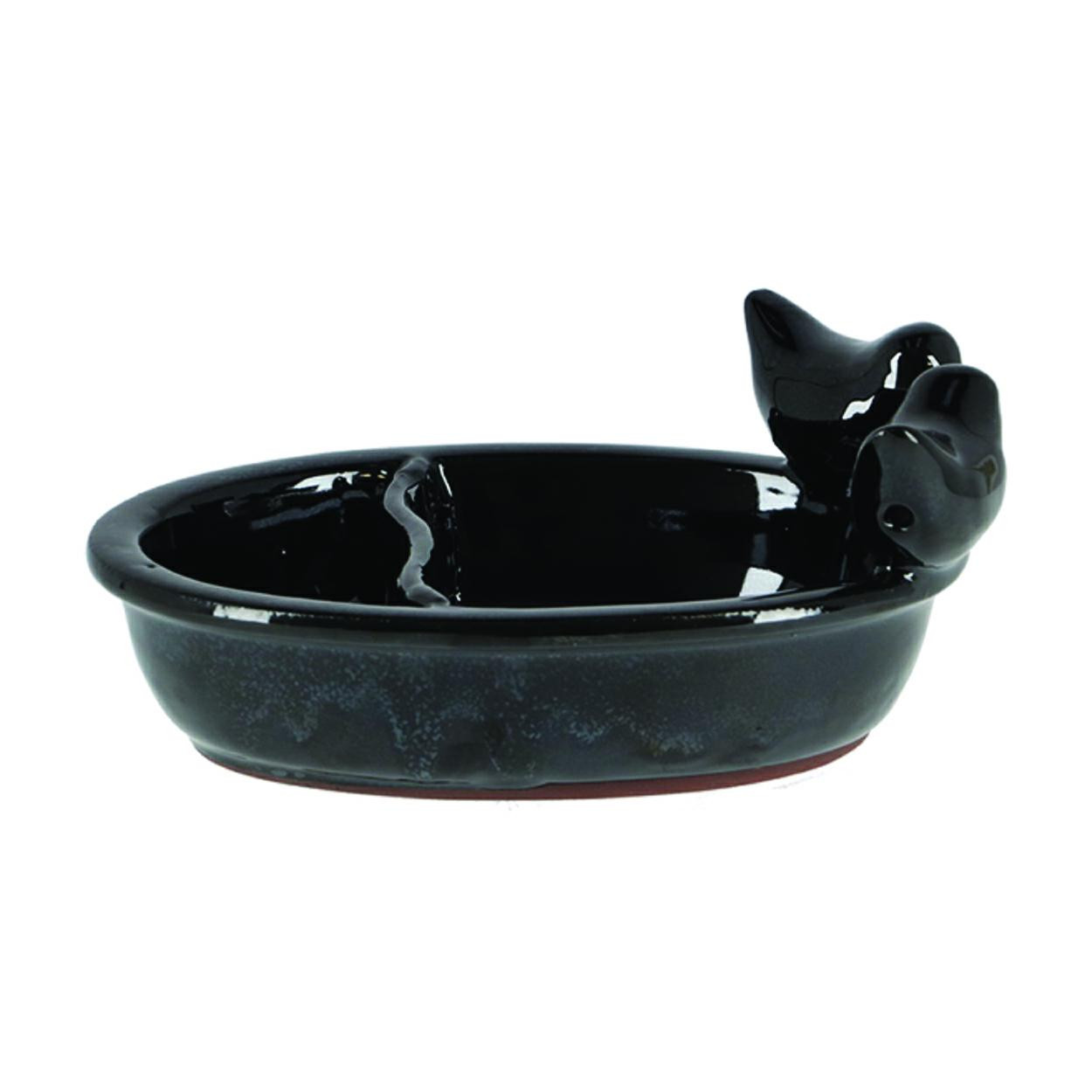Poidełko dla ptaków ceramiczne czarne 20x16x9 cm figurka ogrodowa