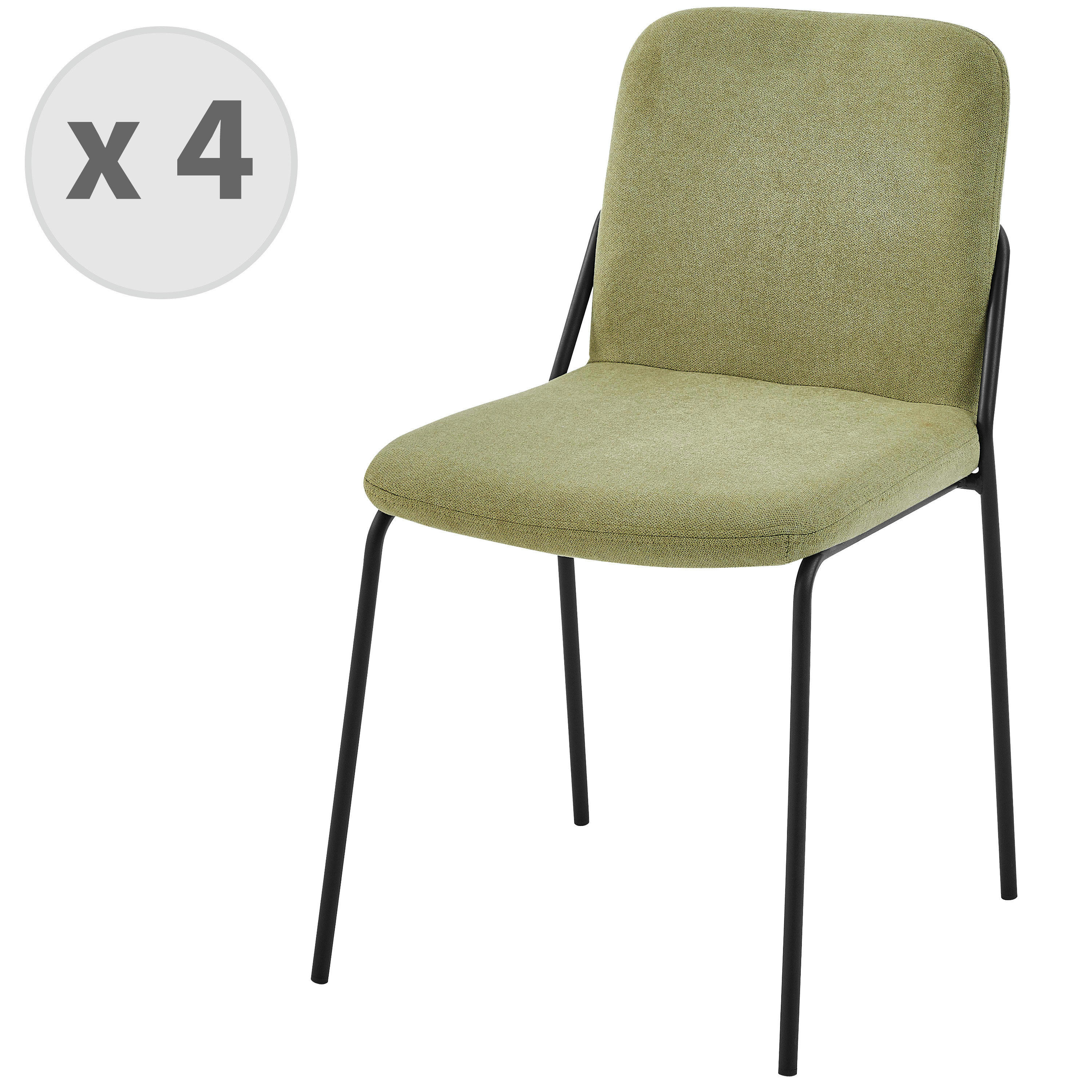 VICKIE - Chaise en tissu Sauge et pieds noir (x4)