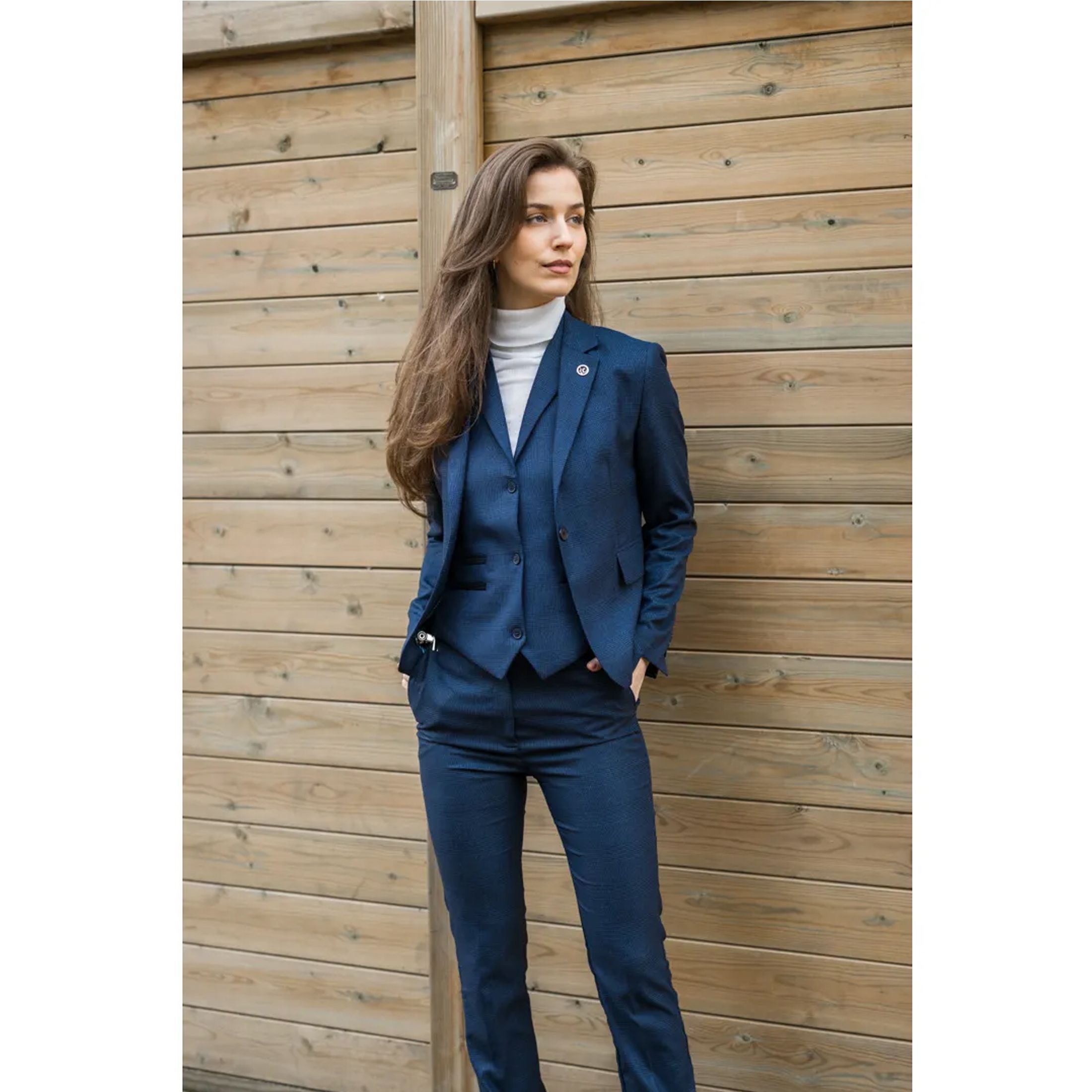 Infinity Leather Women's Three-Piece Tailored Fit Suit in Prince of Wales Check
