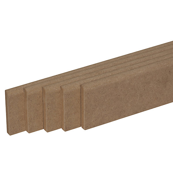 lot de 5 plinthes bord arrondi MDF brut 2200 x 50 x 13 mm