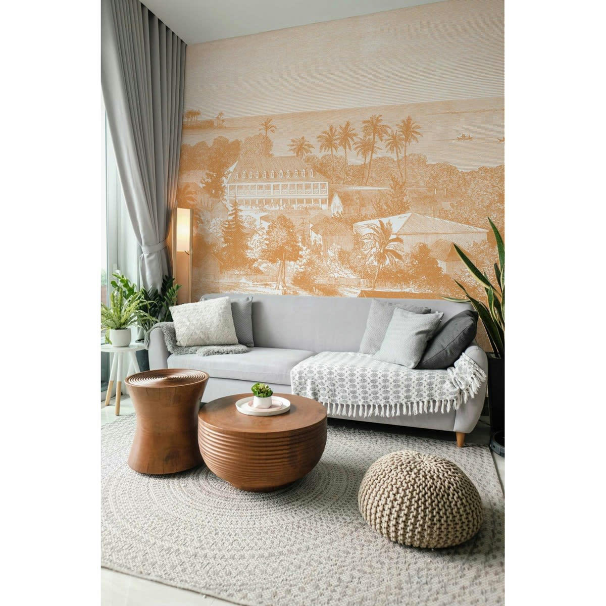 MAIMITI - Papier peint panoramique motif imprimé Orange clair 336x270cm