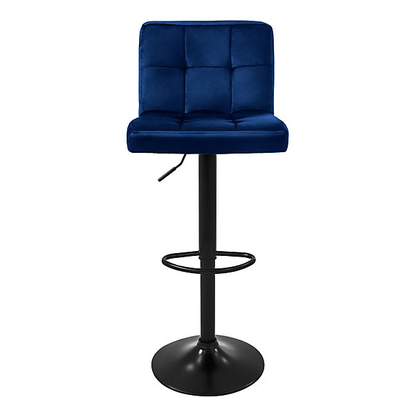 Lot de 4 tabourets de bar rembourrées en velours bleu chaise réglable en hauteur