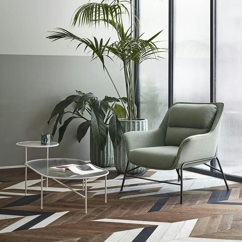 NIX - Table basse en verre strié et métal blanc