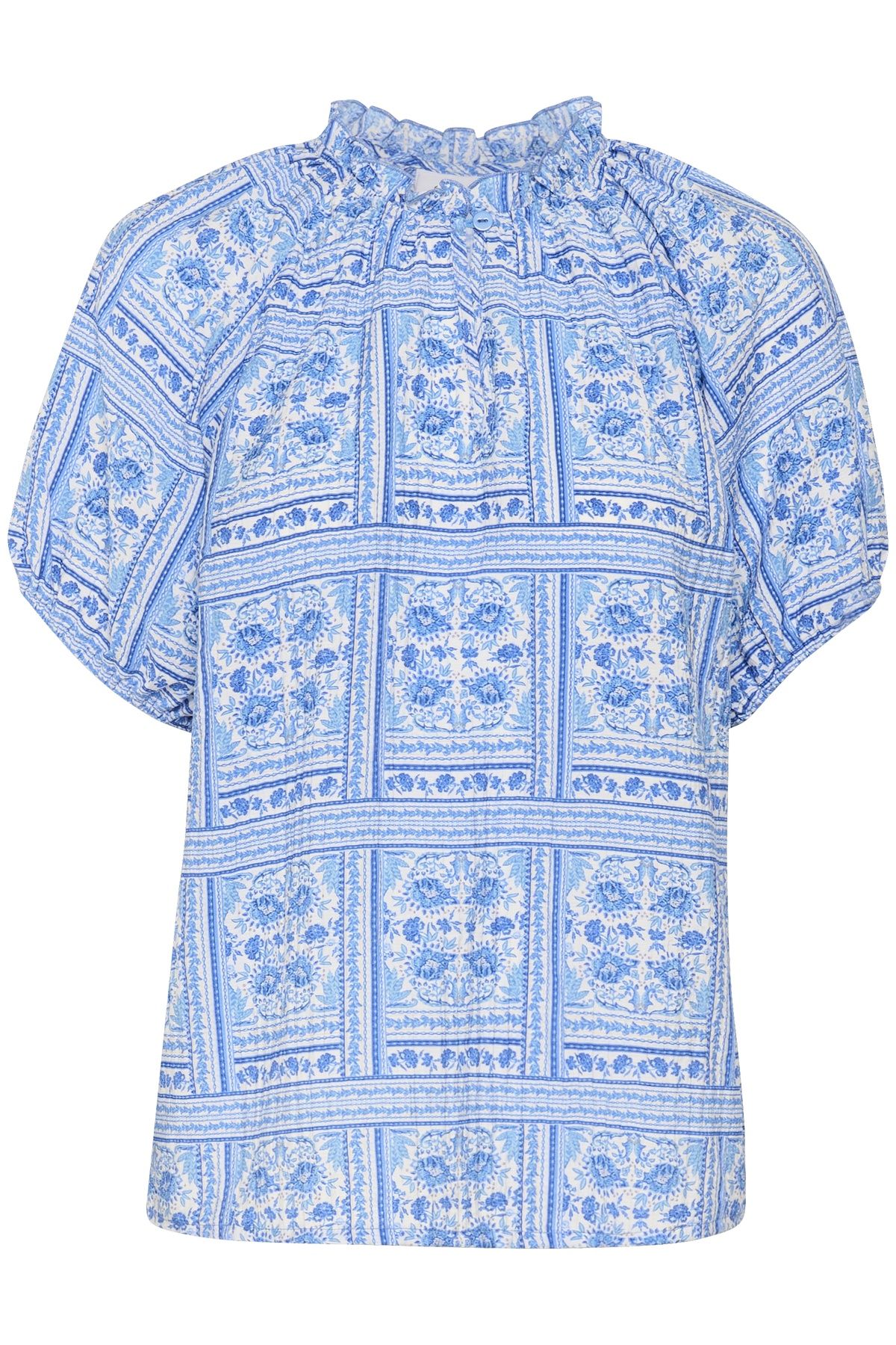 Saint Tropez KaisaSZ High Neck Short Sleeve Blouse