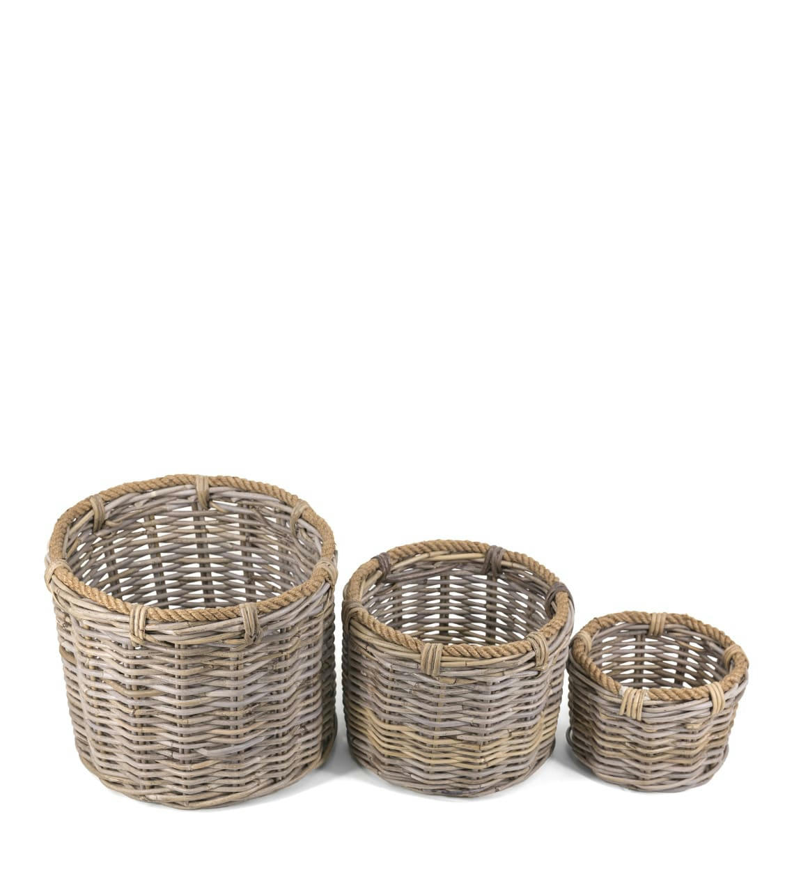 RATTAN - Paniers en rotin et corde (x3)
