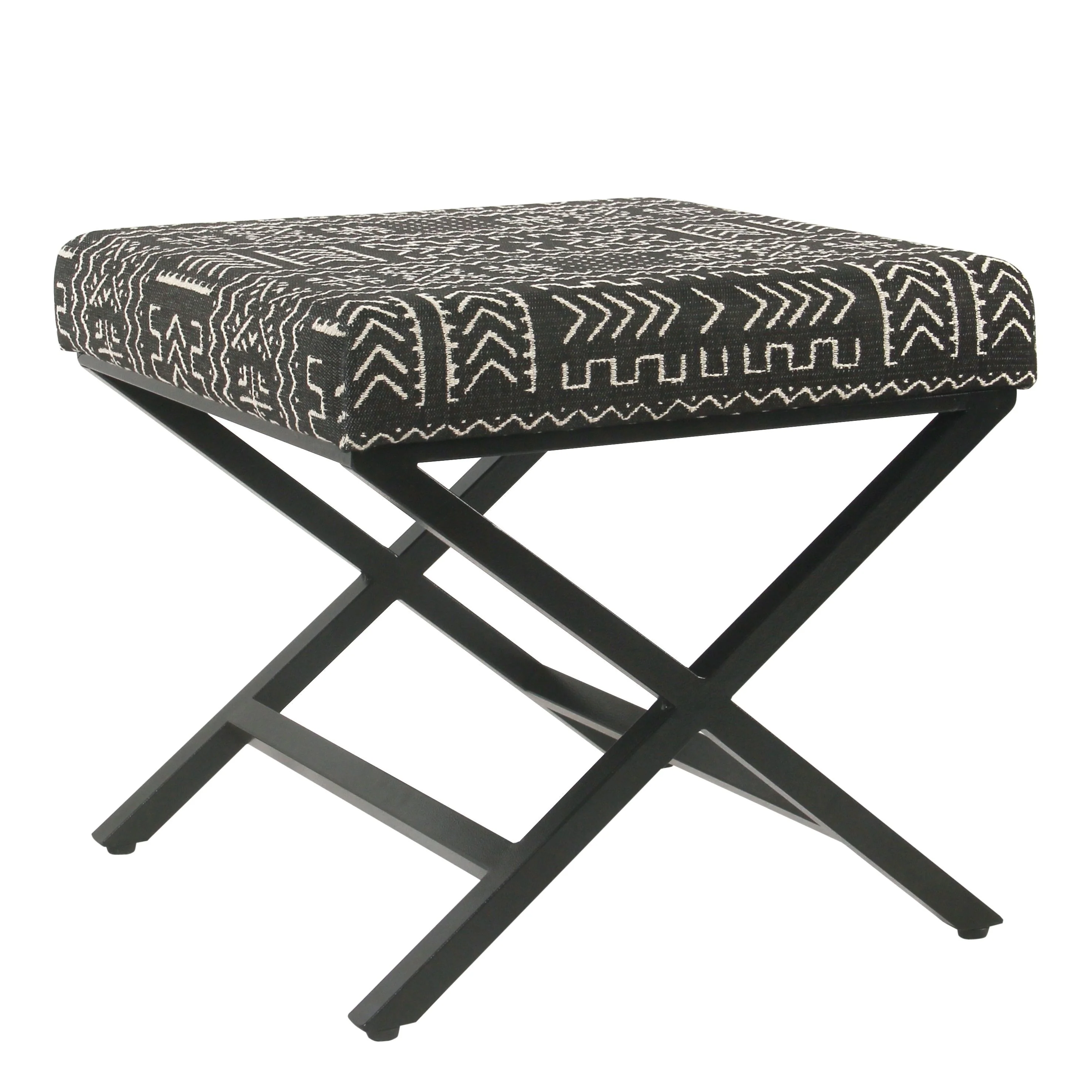 Porch & Den Birchaire Onyx Upholstered Metal Ottoman