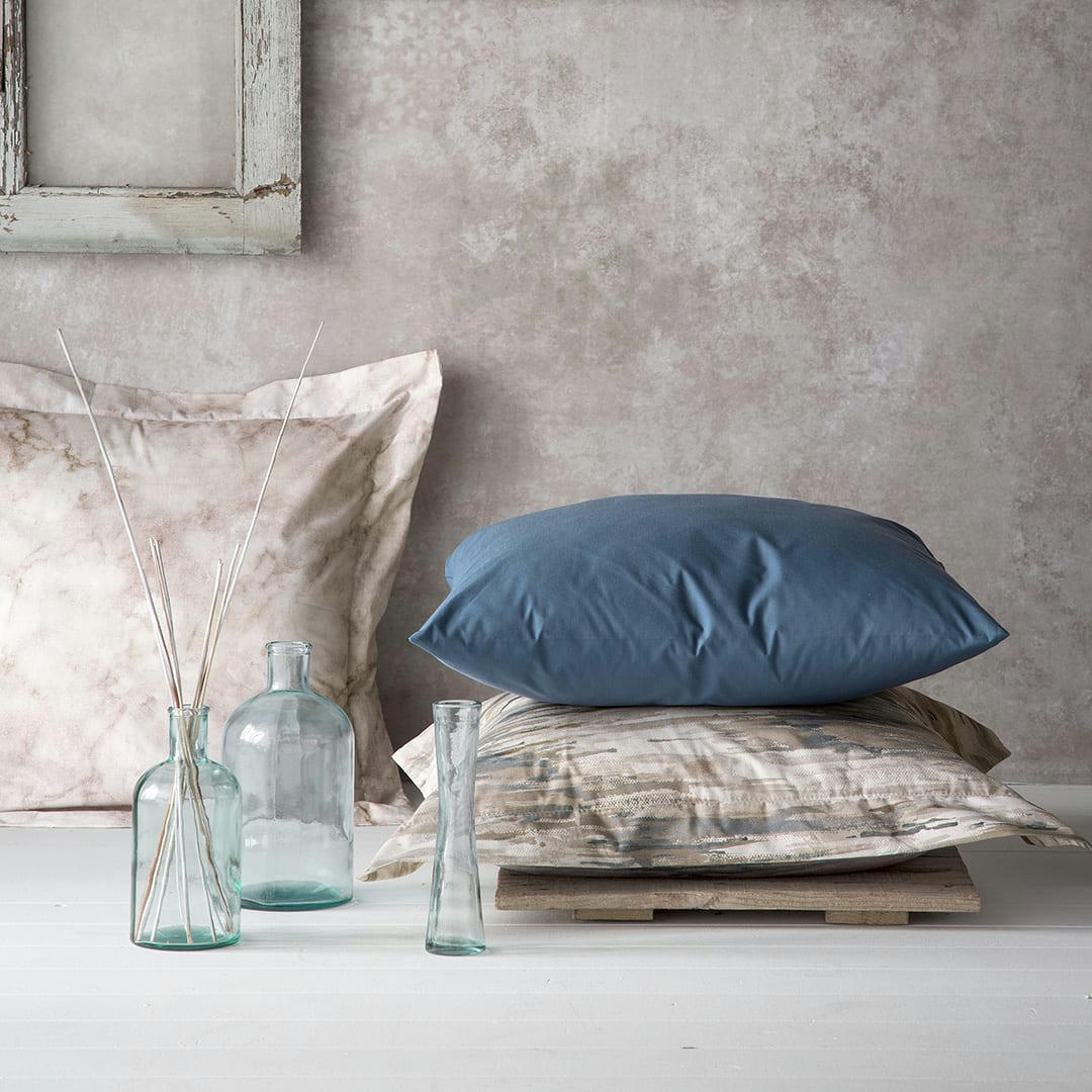 - 2 Taies d'oreiller en percale de coton 65x65 cm gris