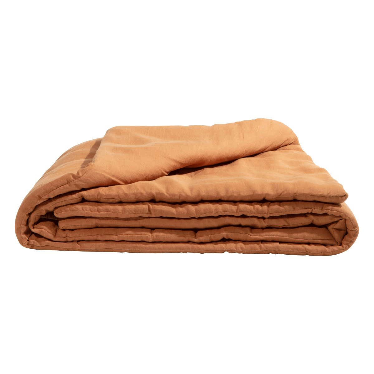 LES ESSENTIELS - Edredon en lin lavé marron cuivre 90x190