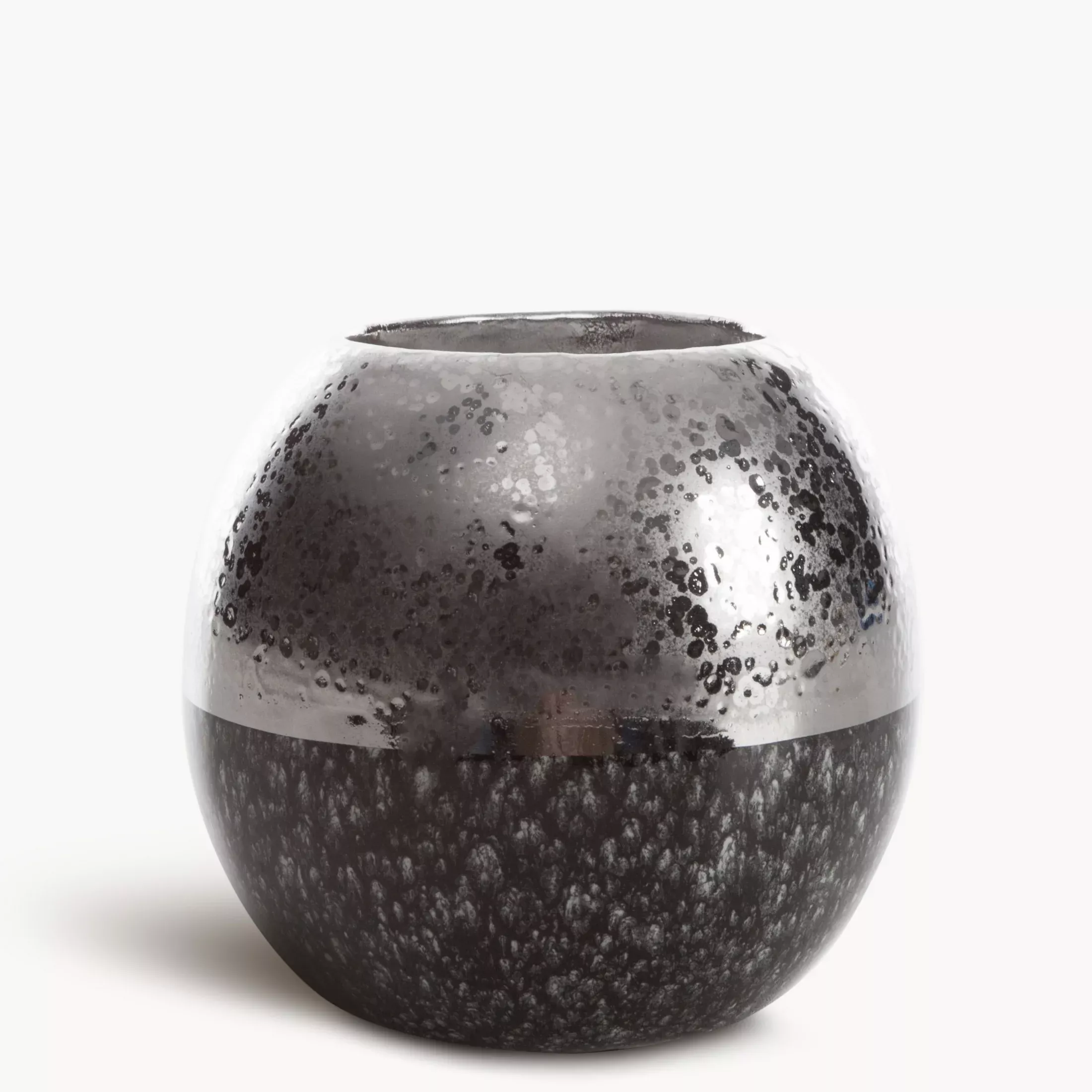Świecznik ceramiczny srebrno-złoty z glinki ceramicznej 8x8x8 cm LEO