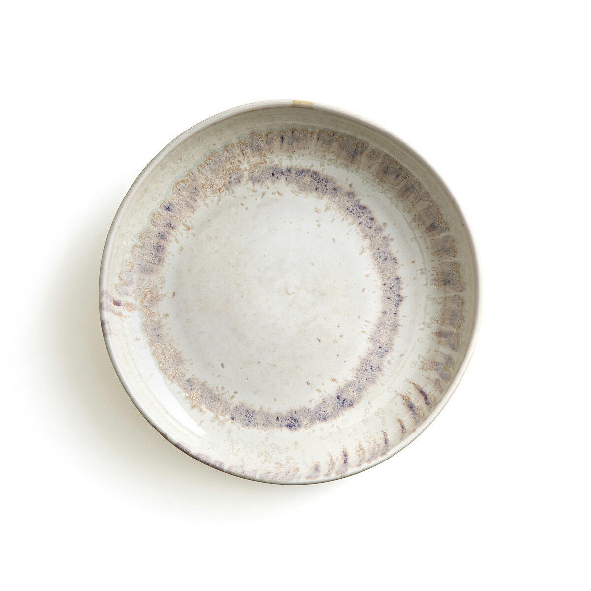 Lot 4 assiettes creuses grès émaill réactif, Traba