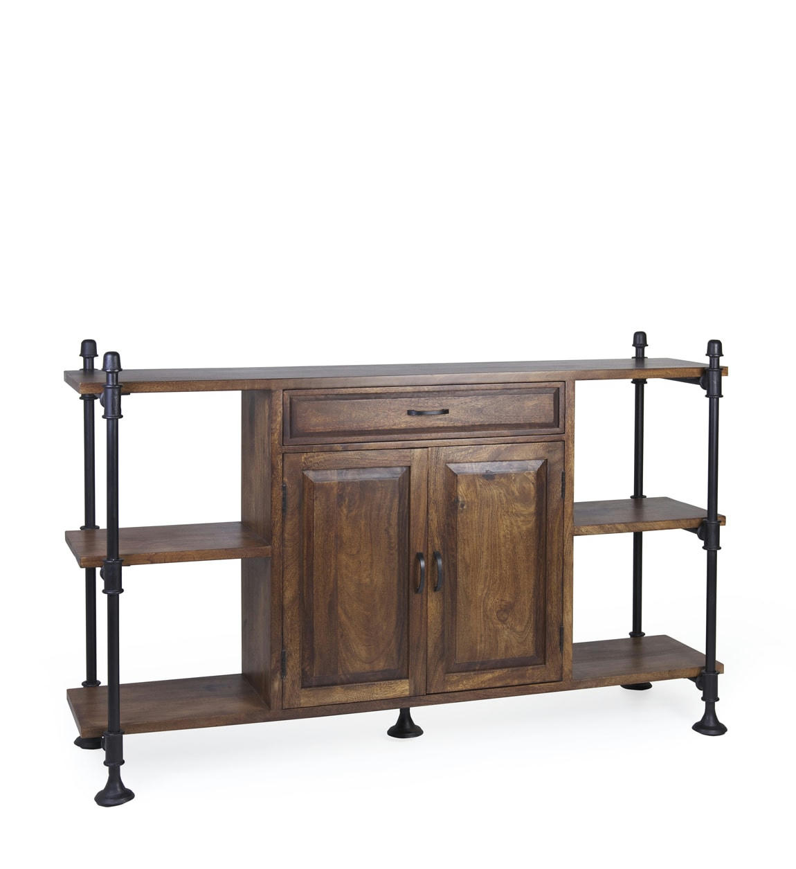 PIPA - Buffet en bois marron et métal noir L160