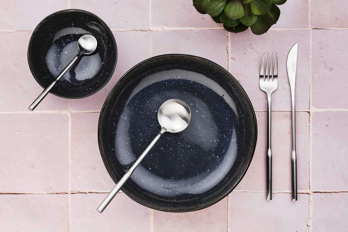 NUDE - Lot de 24 couverts de table en inox argent