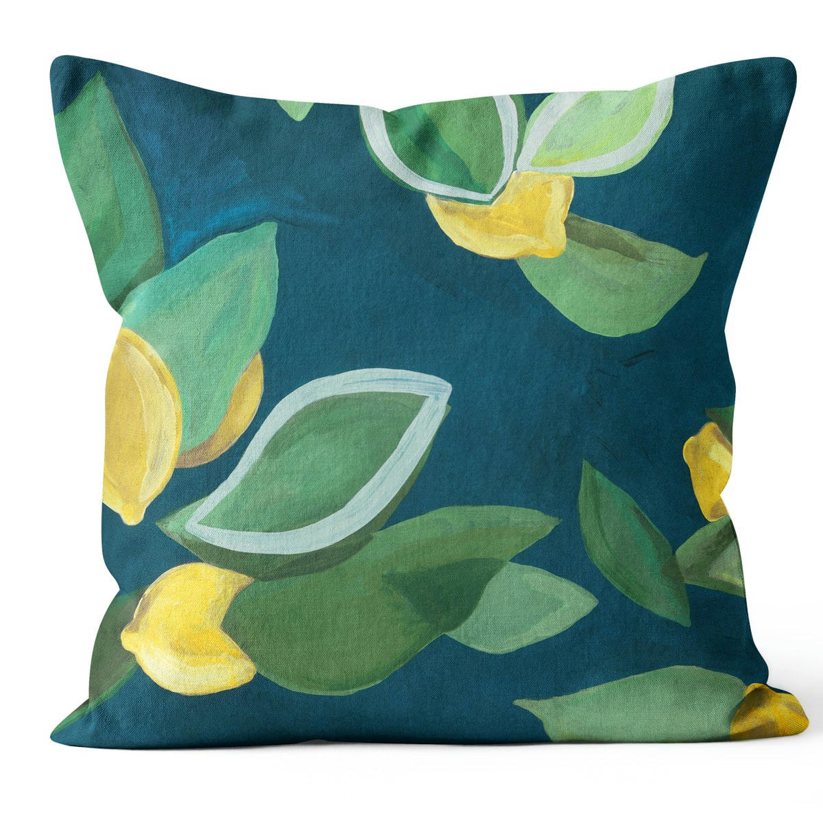 - Coussin motif polyester jaune 40x40cm