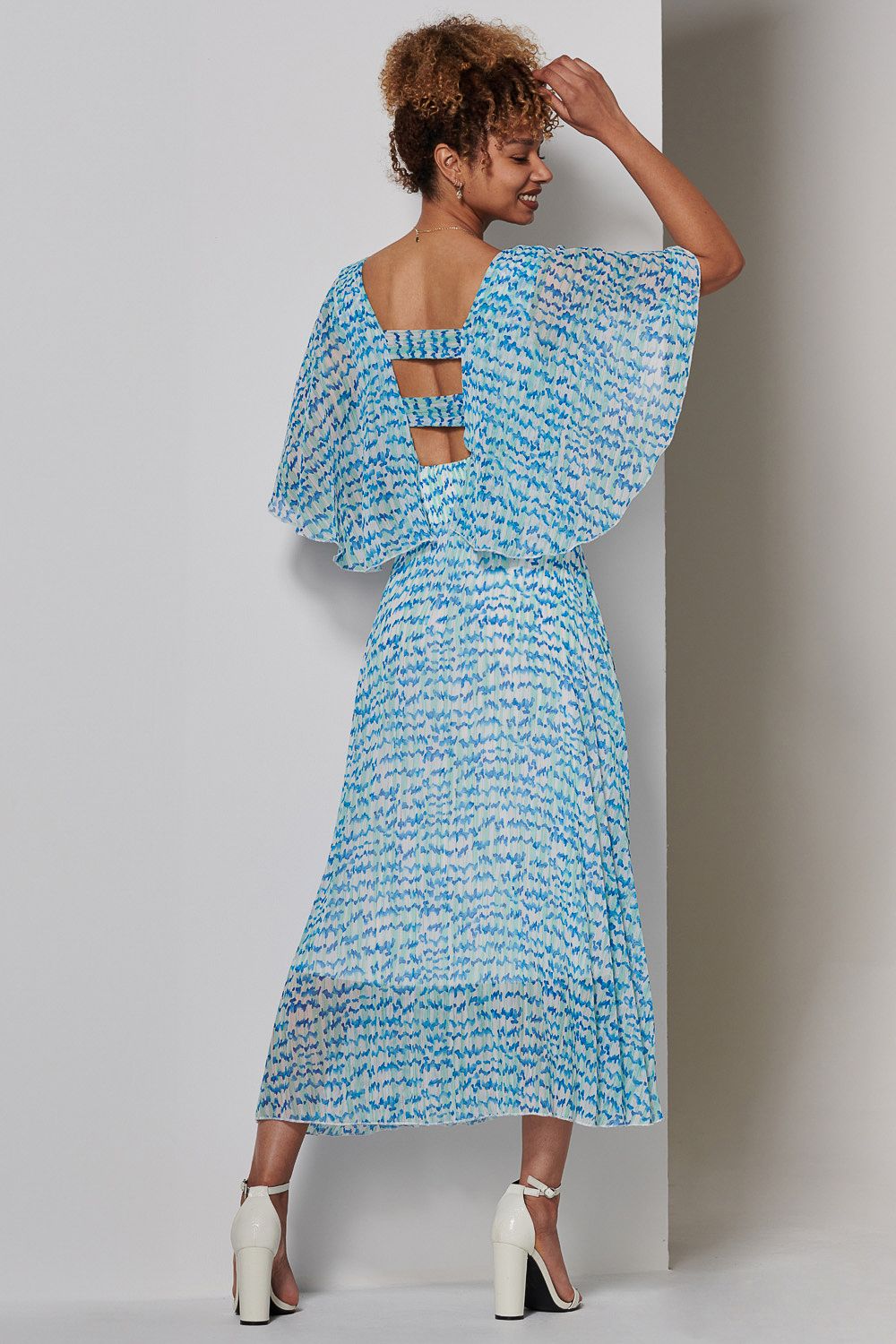 Jolie Moi Kyra Pleated Chiffon Maxi Dress