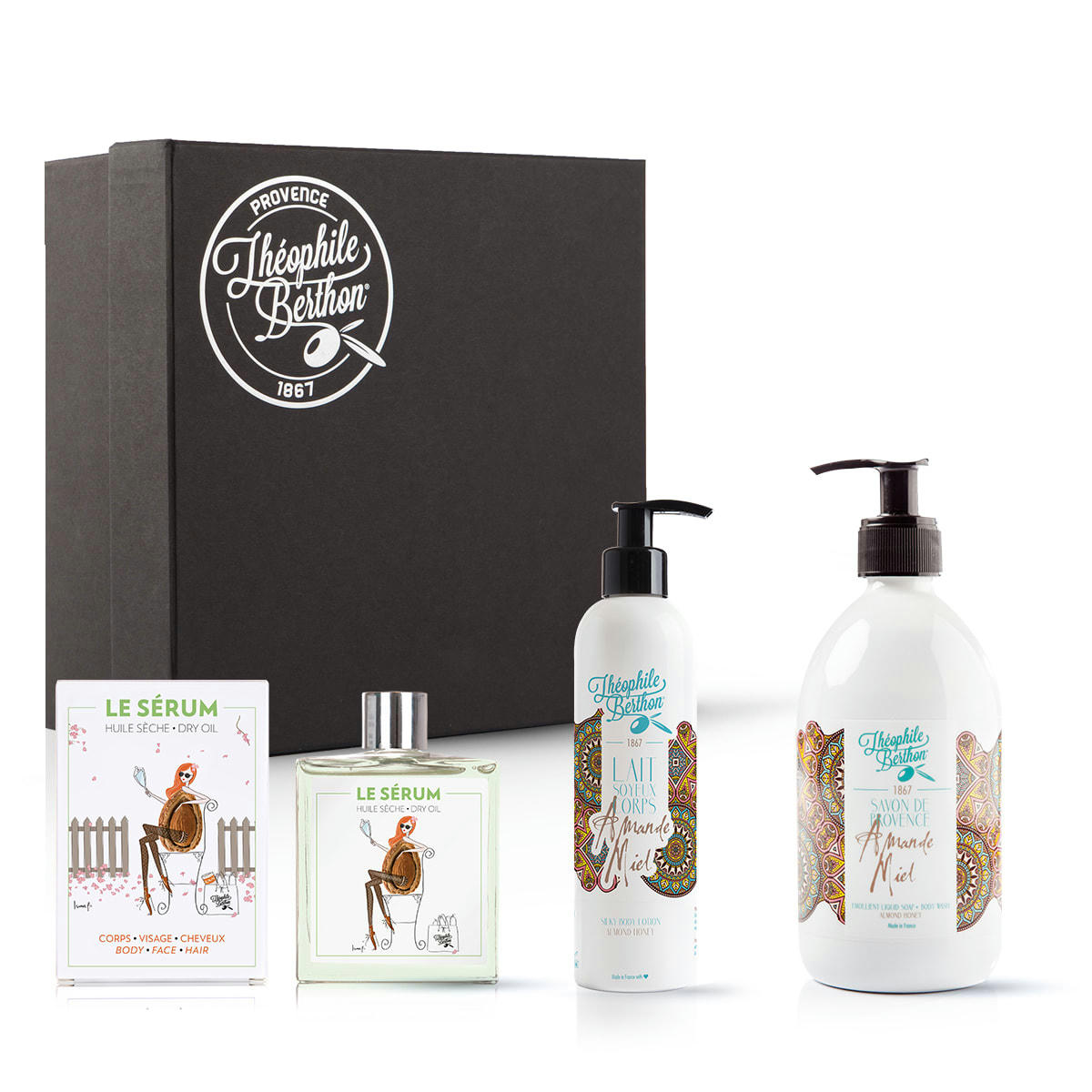 GOURMANDISE - Coffret huile sèche multifonctions lait corps et savon douche
