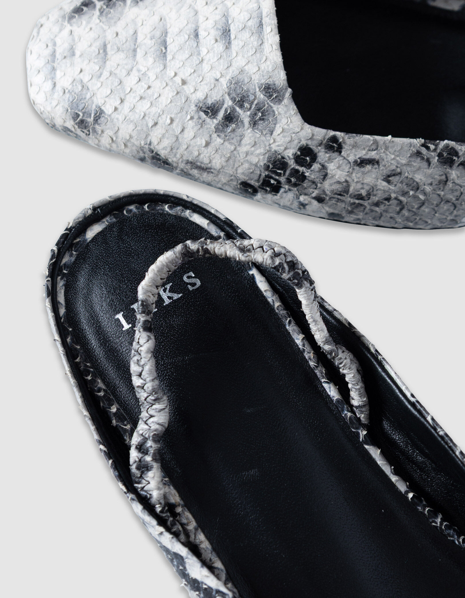 Ballerines slingbacks écrues cuir effet python Femme