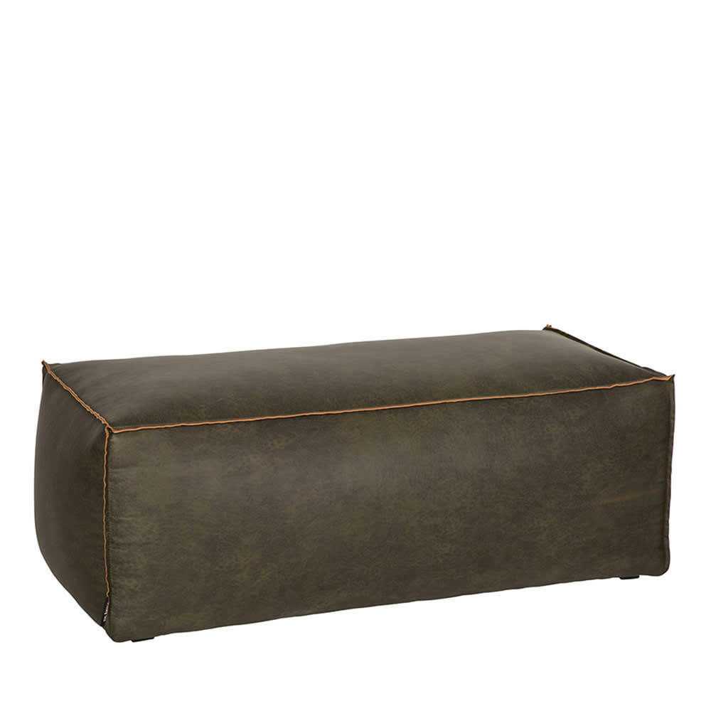 BRONCO - Pouf rectangulaire vintage vert kaki
