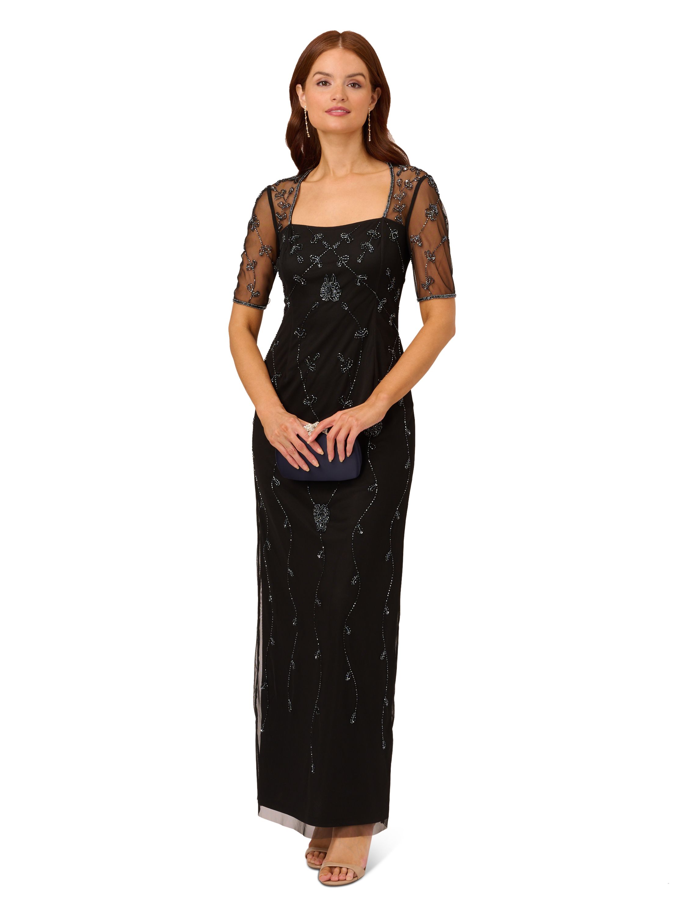 Adrianna Papell Beaded Long Dress