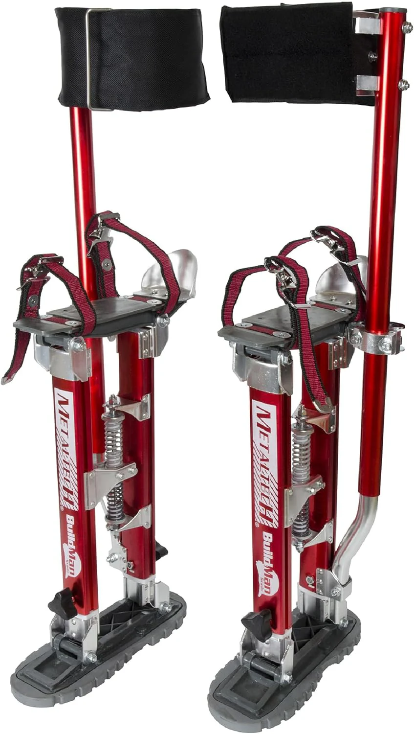 Building Man 24-40 Drywall Support Poles  Set of 2, Anodized Aluminum w/ Comfort Straps(18-30 Buildman)