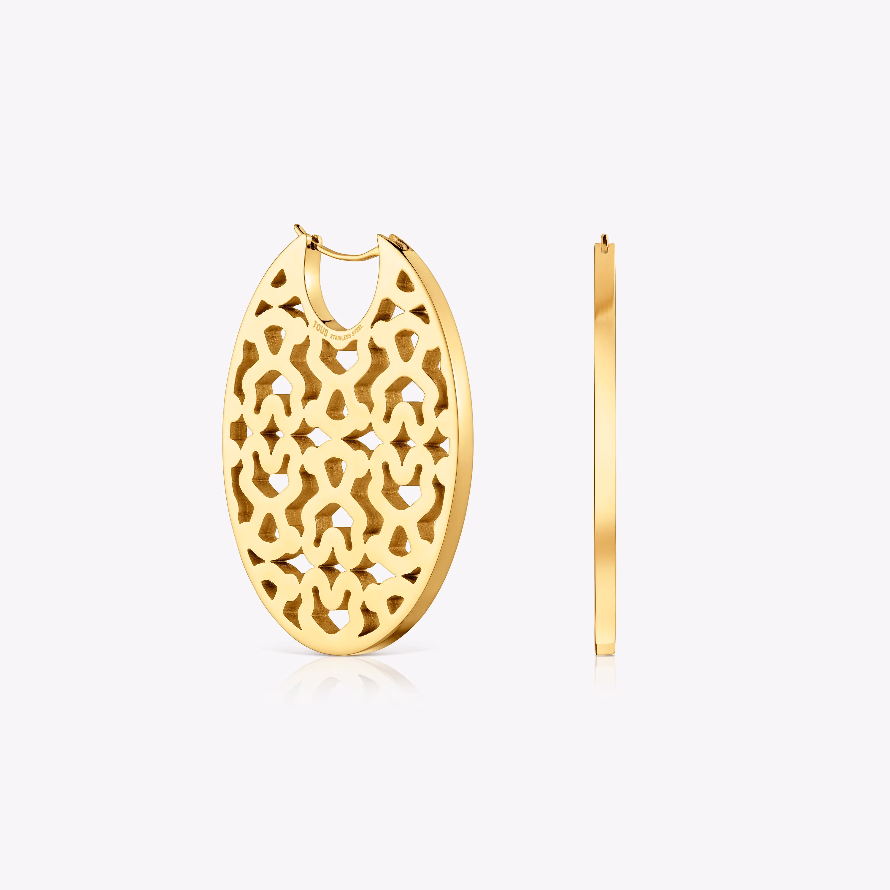 Pendientes de acero dorado 40 mm Kaos