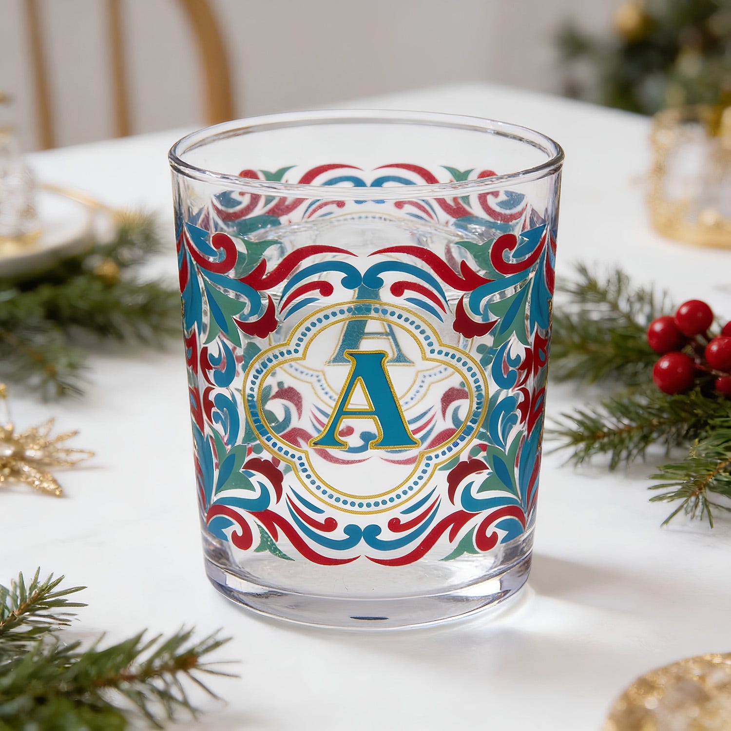 Bicchiere acqua lettera A Royal Garden