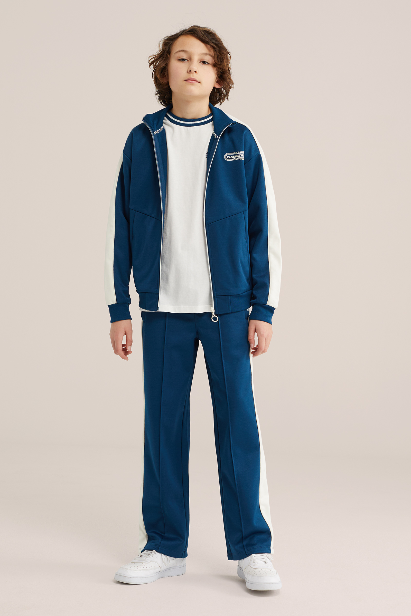 Jongens Straight fit broek met streep van technische stof