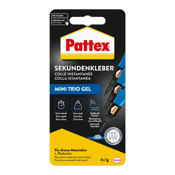 Sekundenkleber »Ultra Gel Mini Trio«, farblos, 3 x 1 g