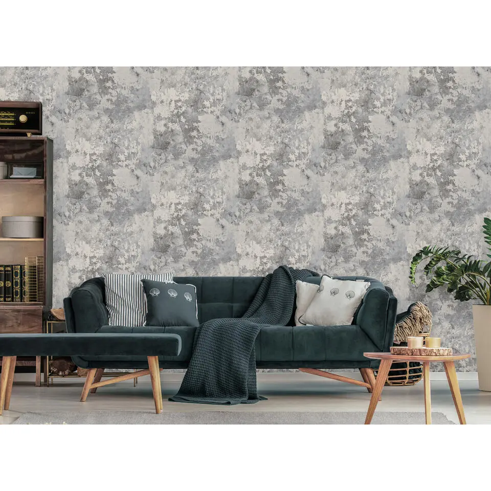 Dutch Wallcoverings - Exposure betonlook donkergrijs - 0,53x10,05m