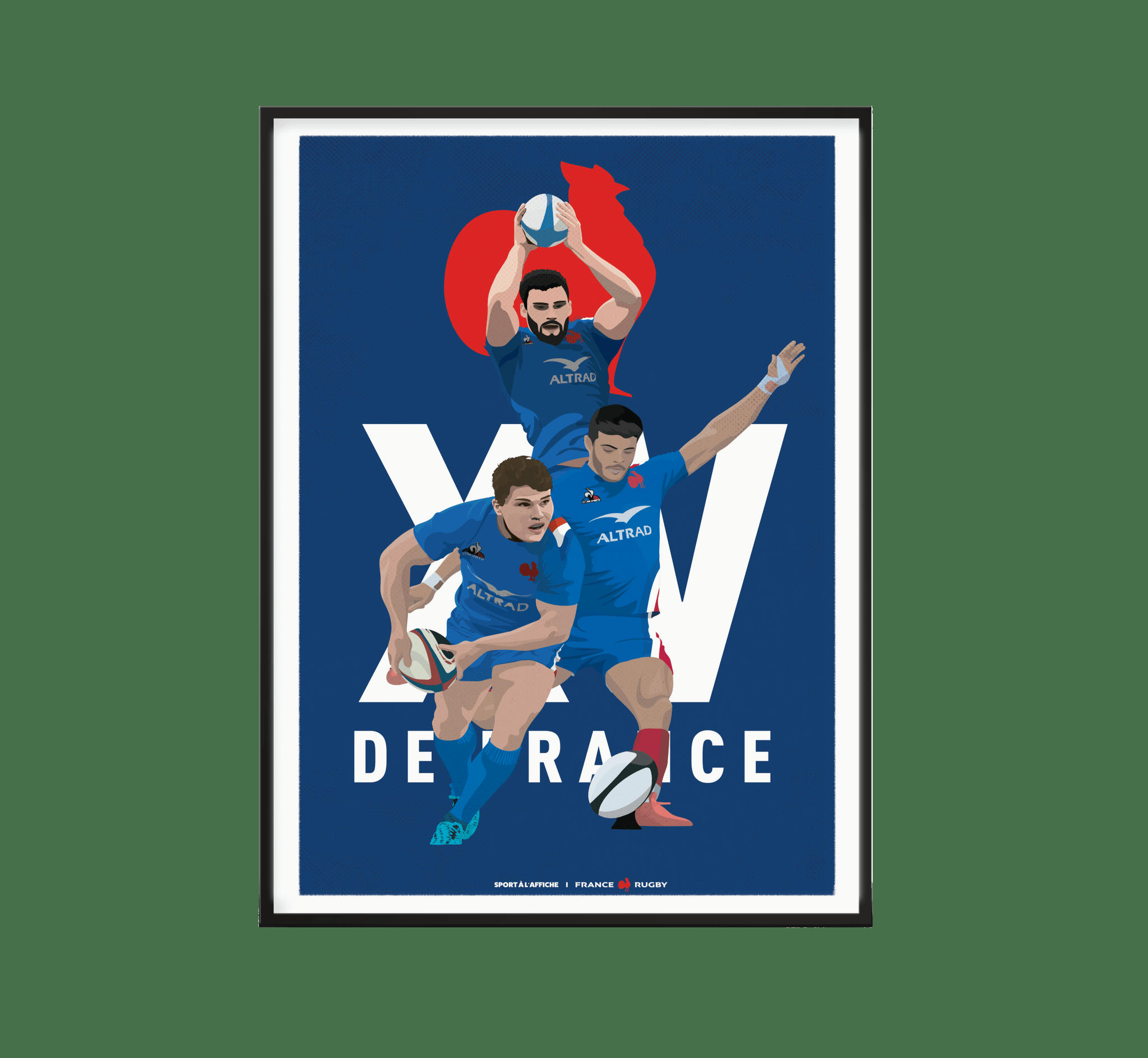 FRANCE RUGBY - Affiche XV de France - Illustration équipe 40 x 60 cm